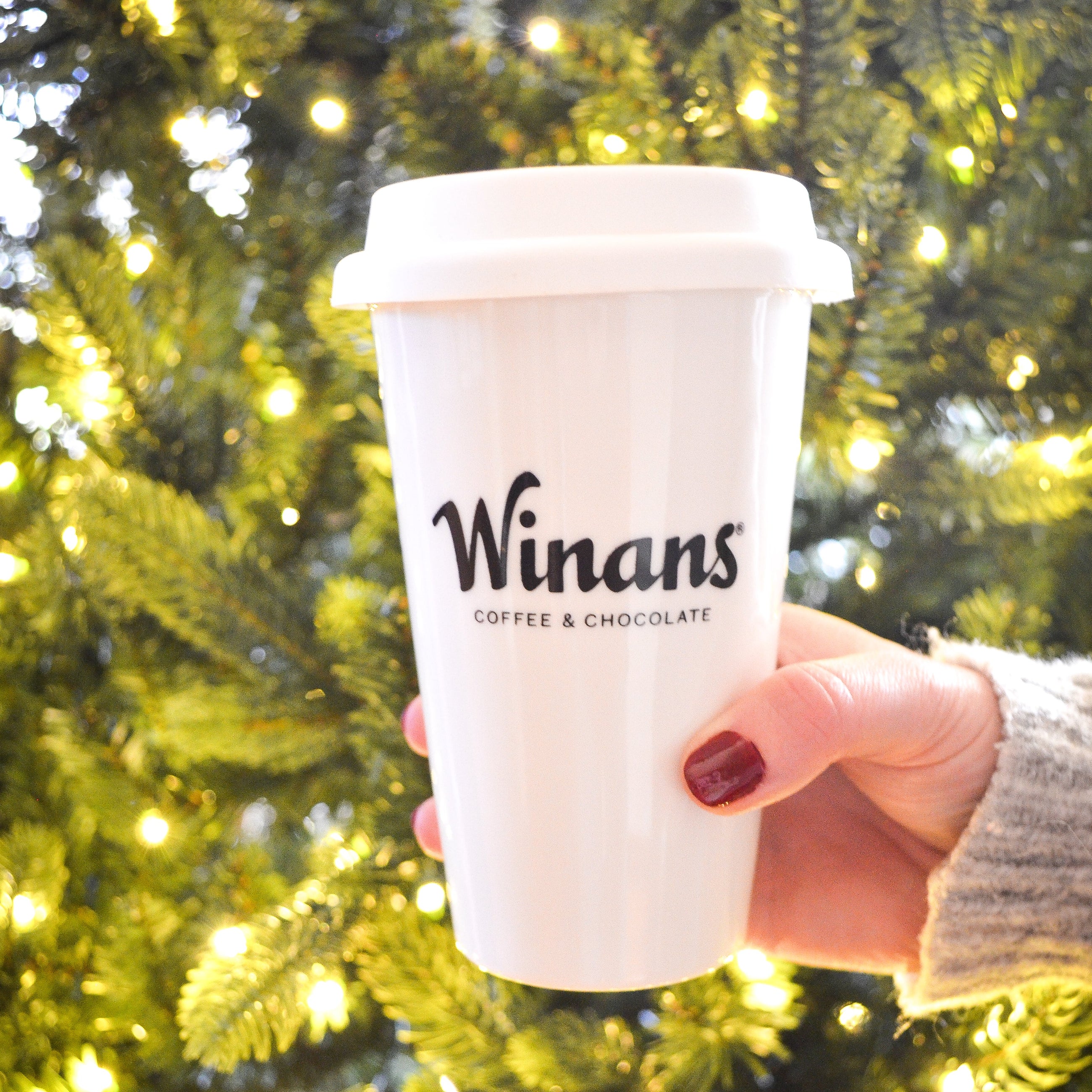 Winans 11 oz. Double Wall Porcelain Tumbler with Lid