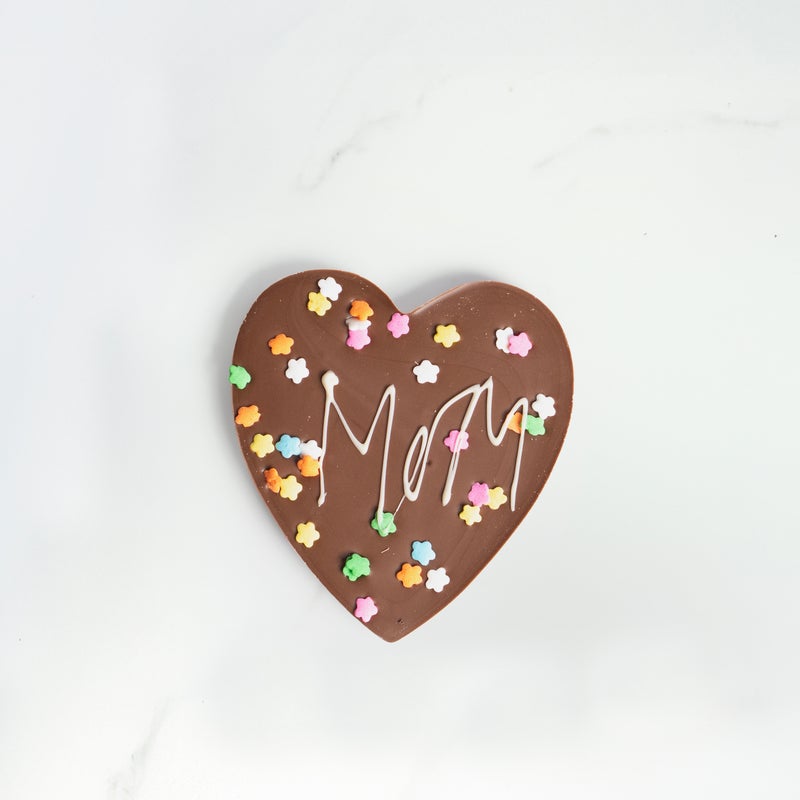 2oz Milk Chocolate Heart w/ Sprinkles and Mom Script