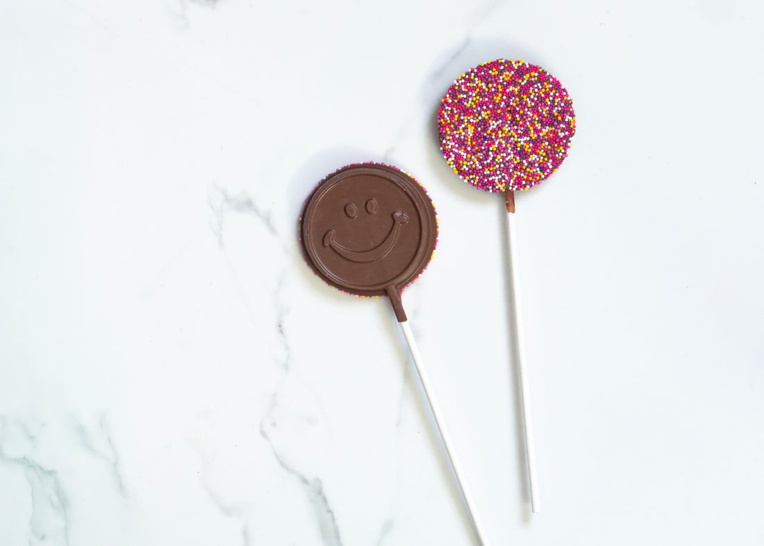 Smiley Sucker with Nonpareil Sprinkles
