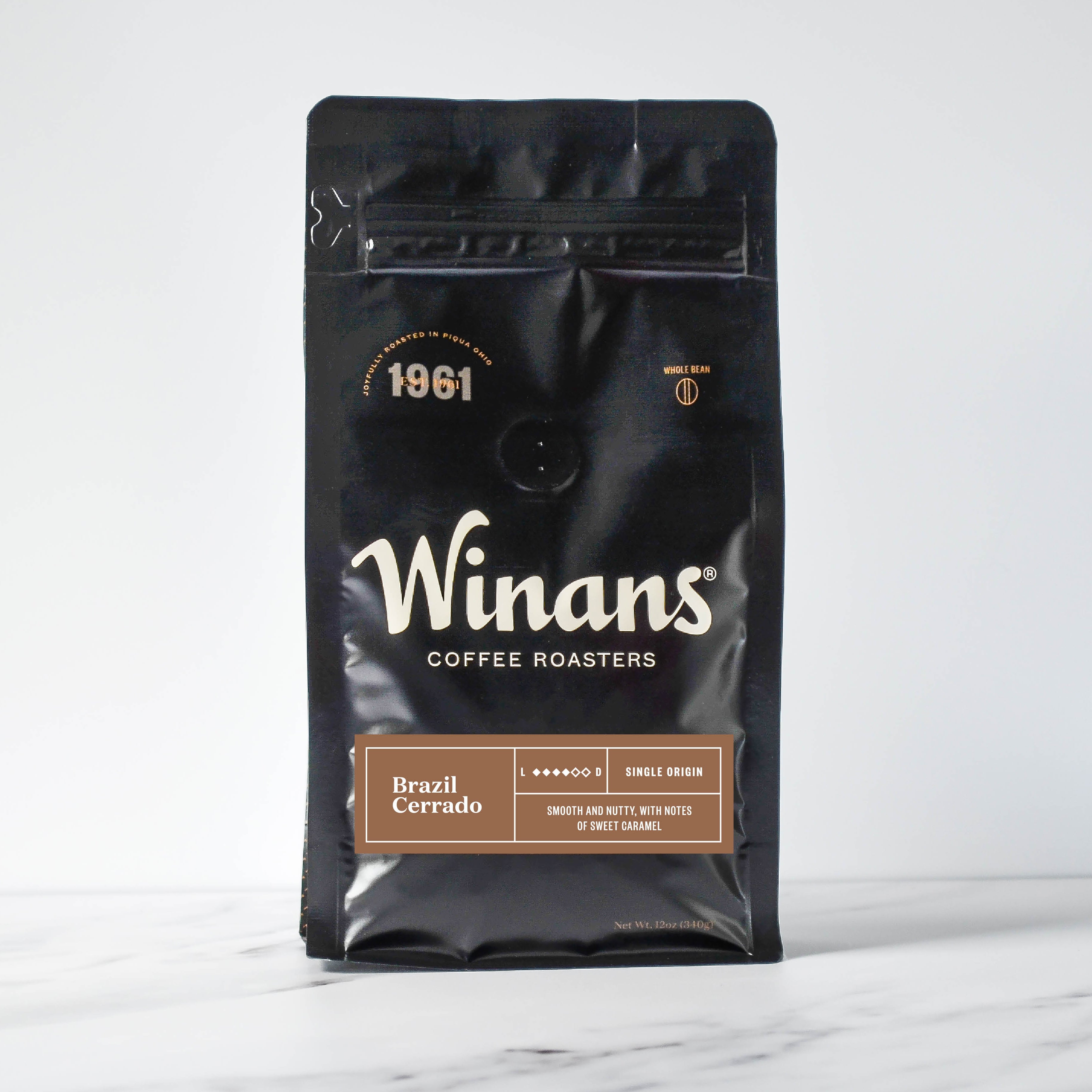 Winans Brazil Cerrado single origin coffee beans, 12 oz bag