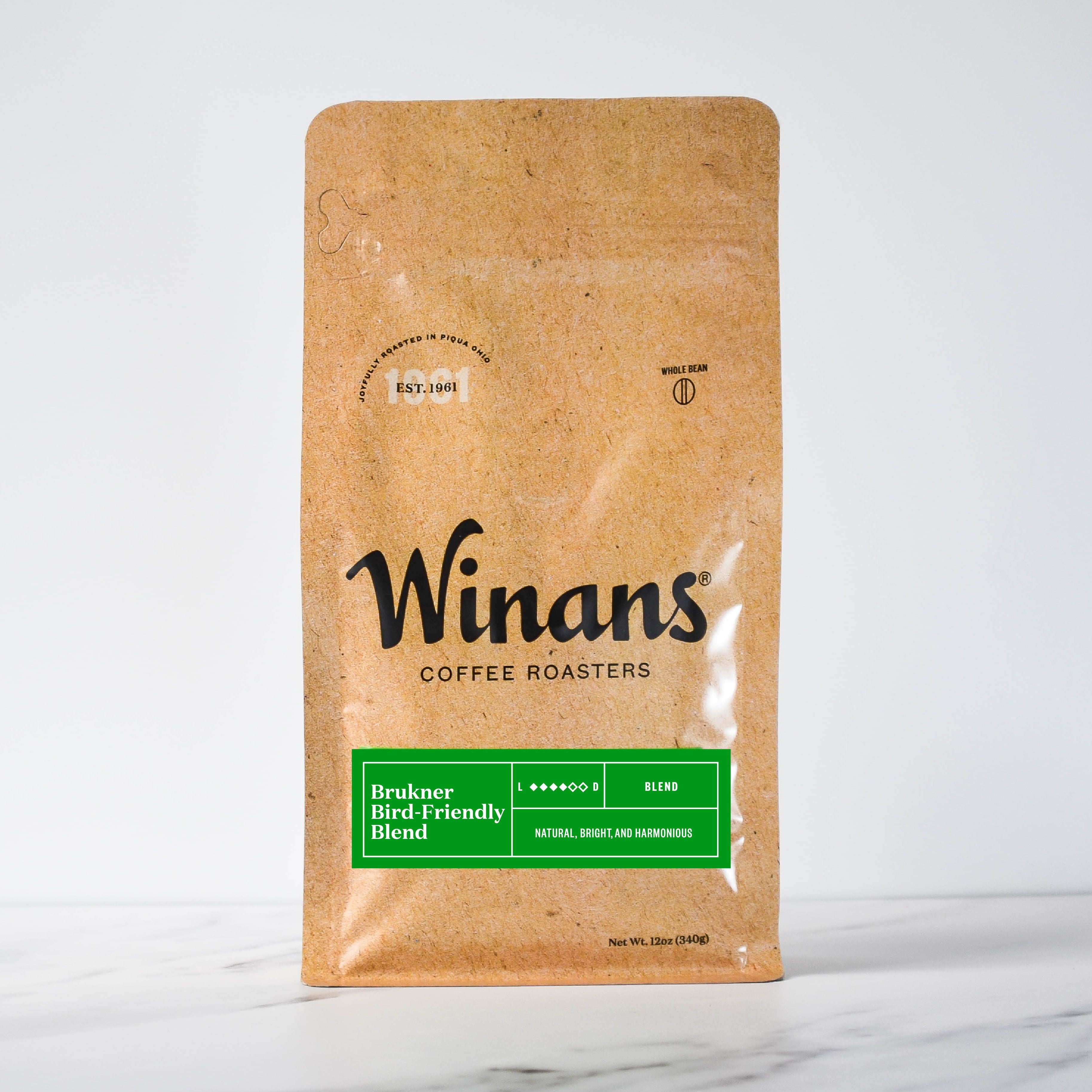 Winans Bird Friendly Brukner Blend coffee beans, 12oz bag