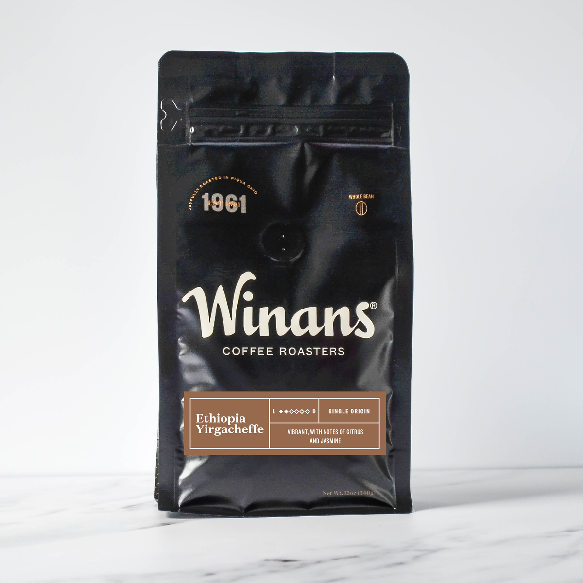 Winans Winans Ethiopia Yirgacheffe single origin coffee beans, 12oz bag